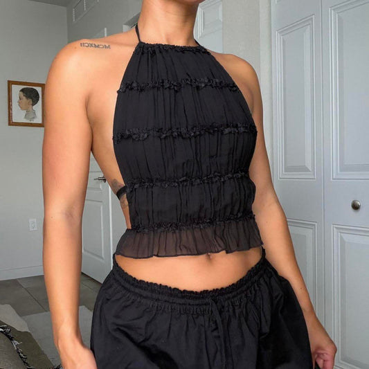Women's Black Crop-top