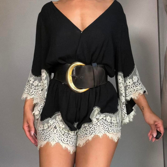 Women's Black Playsuit-romper