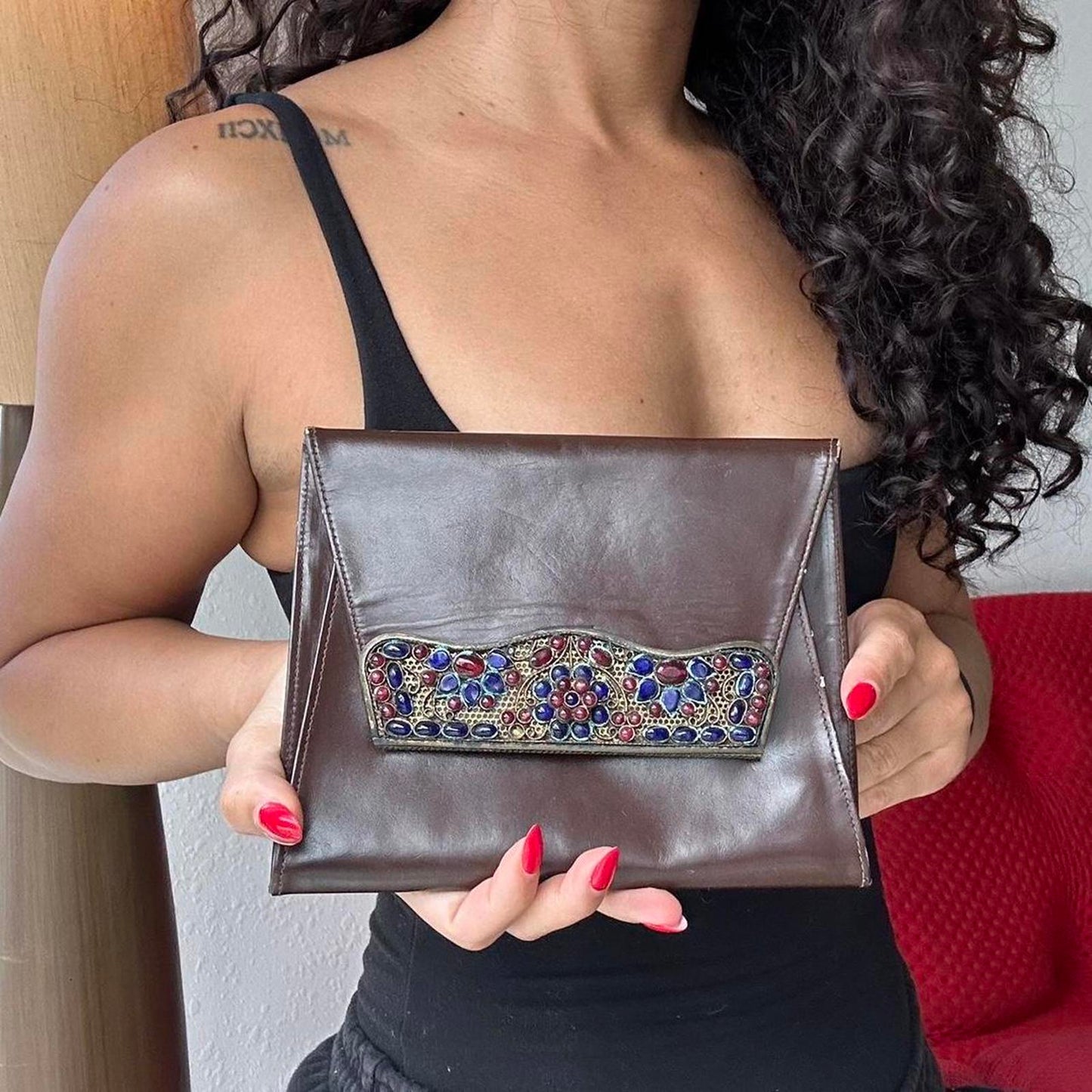 Women's Brown and Multi Wallet-purs